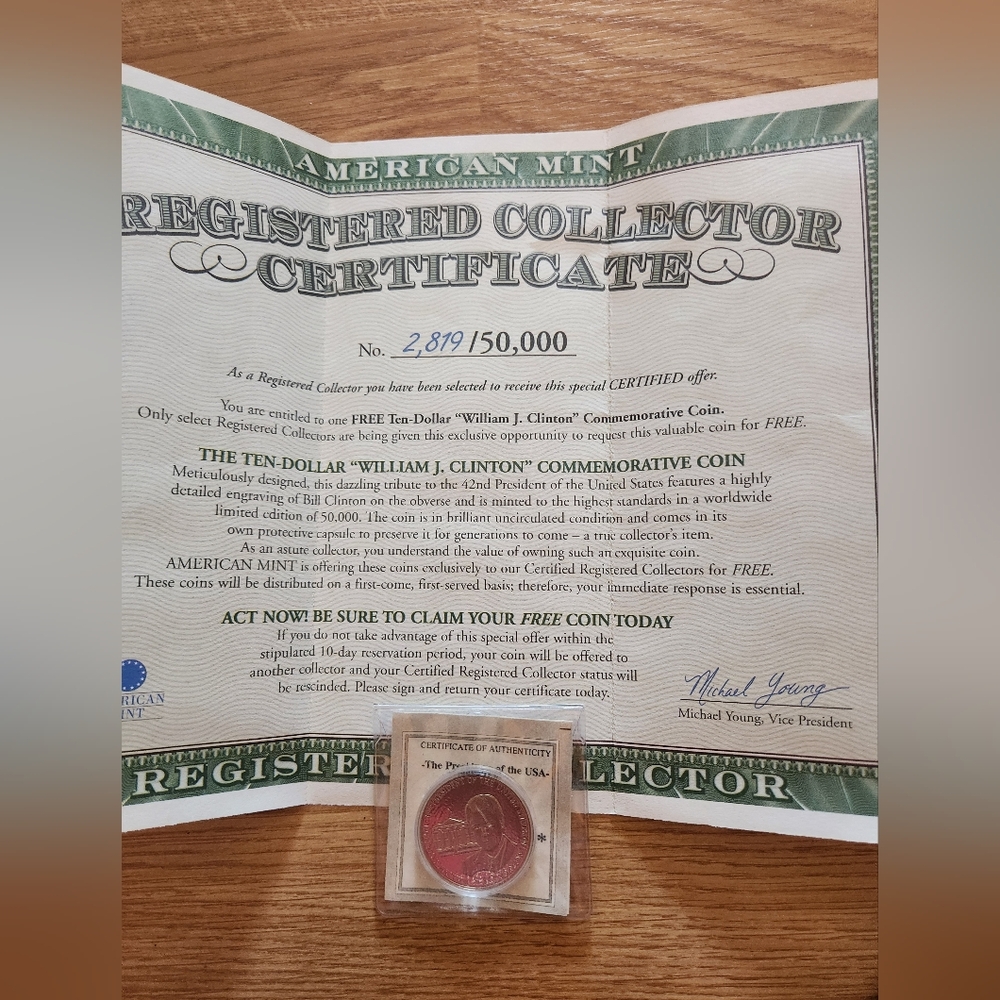 BILL Clinton 10 Dollar Coin